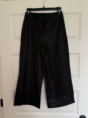 NWT White House Black Market Faux Leather Crop Wide Leg